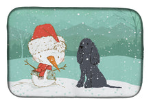 Load image into Gallery viewer, Black Spaniel Snowman Christmas Dish Drying Mat – Absorbent, Artistic Kitchen Essentials CK2070DDM