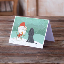 Load image into Gallery viewer, Black Spaniel Snowman Christmas Greeting Cards -  Blank Note Cards – 8-Pack of Artist-Designed Cards with Envelopes