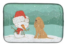 Load image into Gallery viewer, Tan Spaniel Snowman Christmas Dish Drying Mat – Absorbent, Artistic Kitchen Essentials CK2071DDM