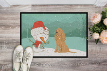 Load image into Gallery viewer, Tan Spaniel Snowman Christmas Doormat - 24x36 Decorative Floor Mat – Indoor/Outdoor Rug with Artistic Flair CK2071JMAT