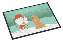 Load image into Gallery viewer, Tan Spaniel Snowman Christmas Doormat - 24x36 Decorative Floor Mat – Indoor/Outdoor Rug with Artistic Flair CK2071JMAT