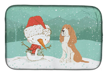 Load image into Gallery viewer, Red Spaniel Snowman Christmas Dish Drying Mat – Absorbent, Artistic Kitchen Essentials CK2072DDM