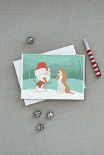 Load image into Gallery viewer, Red Spaniel Snowman Christmas Greeting Cards -  Blank Note Cards – 8-Pack of Artist-Designed Cards with Envelopes