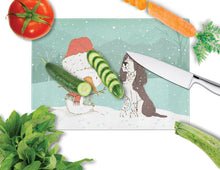 Load image into Gallery viewer, Brown English Springer Spaniel Snowman Christmas Glass Cutting Boards – Durable, Decorative Kitchen Art Large CK2074LCB