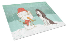 Load image into Gallery viewer, Brown English Springer Spaniel Snowman Christmas Glass Cutting Boards – Durable, Decorative Kitchen Art Large CK2074LCB
