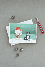 Load image into Gallery viewer, Black Staffie Snowman Christmas Greeting Cards -  Blank Note Cards – 8-Pack of Artist-Designed Cards with Envelopes