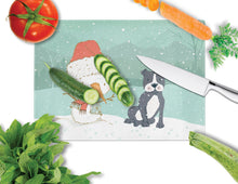 Load image into Gallery viewer, Black Staffie Snowman Christmas Glass Cutting Boards – Durable, Decorative Kitchen Art Large CK2075LCB