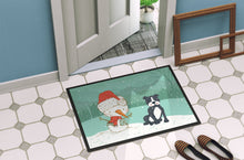 Load image into Gallery viewer, Black Staffie Snowman Christmas Doormat - 18x27 Decorative Floor Mat – Indoor/Outdoor Rug with Artistic Flair CK2075MAT