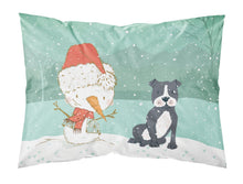 Load image into Gallery viewer, Black Staffie Snowman Christmas  Standard Pillowcase – Artistic Decorative Front, White Back CK2075PILLOWCASE