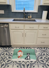 Load image into Gallery viewer, Black Staffie Snowman Christmas Machine Washable Memory Foam Mat CK2075RUG