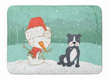 Load image into Gallery viewer, Black Staffie Snowman Christmas Machine Washable Memory Foam Mat CK2075RUG