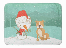 Load image into Gallery viewer, Brown Staffie Snowman Christmas Machine Washable Memory Foam Mat CK2076RUG