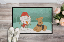 Load image into Gallery viewer, Airedale Terrier Snowman Christmas Doormat - 18x27 Decorative Floor Mat – Indoor/Outdoor Rug with Artistic Flair CK2078MAT