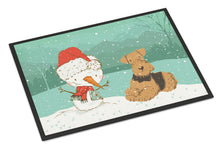 Load image into Gallery viewer, Airedale Terrier Snowman Christmas Doormat - 18x27 Decorative Floor Mat – Indoor/Outdoor Rug with Artistic Flair CK2078MAT