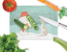 Load image into Gallery viewer, Whippet Snowman Christmas Glass Cutting Boards – Durable, Decorative Kitchen Art Large CK2079LCB