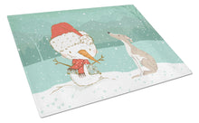 Load image into Gallery viewer, Whippet Snowman Christmas Glass Cutting Boards – Durable, Decorative Kitchen Art Large CK2079LCB