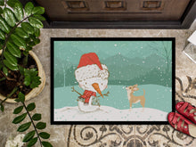 Load image into Gallery viewer, Tan Chihuahua Snowman Christmas Doormat - 24x36 Decorative Floor Mat – Indoor/Outdoor Rug with Artistic Flair CK2081JMAT