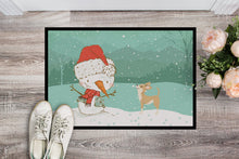 Load image into Gallery viewer, Tan Chihuahua Snowman Christmas Doormat - 18x27 Decorative Floor Mat – Indoor/Outdoor Rug with Artistic Flair CK2081MAT