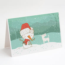 Load image into Gallery viewer, White Chihuahua Snowman Christmas Greeting Cards -  Blank Note Cards – 8-Pack of Artist-Designed Cards with Envelopes