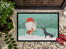 Load image into Gallery viewer, Black Tan Dachshund Snowman Christmas Doormat - 24x36 Decorative Floor Mat – Indoor/Outdoor Rug with Artistic Flair CK2083JMAT