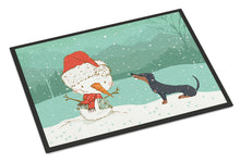 Load image into Gallery viewer, Black Tan Dachshund Snowman Christmas Doormat - 24x36 Decorative Floor Mat – Indoor/Outdoor Rug with Artistic Flair CK2083JMAT