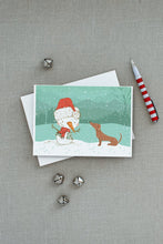 Load image into Gallery viewer, Red Dachshund Snowman Christmas Greeting Cards -  Blank Note Cards – 8-Pack of Artist-Designed Cards with Envelopes