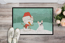 Load image into Gallery viewer, Piebald French Bulldog Snowman Christmas Doormat - 24x36 Decorative Floor Mat – Indoor/Outdoor Rug with Artistic Flair CK2087JMAT