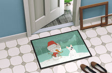 Load image into Gallery viewer, Piebald French Bulldog Snowman Christmas Doormat - 24x36 Decorative Floor Mat – Indoor/Outdoor Rug with Artistic Flair CK2087JMAT