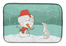 Load image into Gallery viewer, Italian Greyhound Snowman Christmas Dish Drying Mat – Absorbent, Artistic Kitchen Essentials CK2089DDM