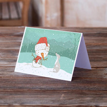 Load image into Gallery viewer, Italian Greyhound Snowman Christmas Greeting Cards -  Blank Note Cards – 8-Pack of Artist-Designed Cards with Envelopes