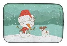 Load image into Gallery viewer, Jack Russell Terrier #2 Snowman Christmas Dish Drying Mat – Absorbent, Artistic Kitchen Essentials CK2091DDM