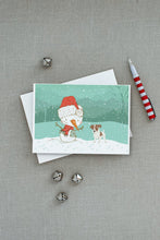 Load image into Gallery viewer, Jack Russell Terrier #2 Snowman Christmas Greeting Cards -  Blank Note Cards – 8-Pack of Artist-Designed Cards with Envelopes