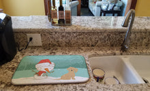 Load image into Gallery viewer, Brown Maltese Snowman Christmas Dish Drying Mat – Absorbent, Artistic Kitchen Essentials CK2093DDM