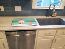 Load image into Gallery viewer, Brown Maltese Snowman Christmas Dish Drying Mat – Absorbent, Artistic Kitchen Essentials CK2093DDM