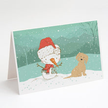 Load image into Gallery viewer, Brown Maltese Snowman Christmas Greeting Cards -  Blank Note Cards – 8-Pack of Artist-Designed Cards with Envelopes