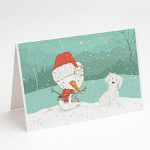 Load image into Gallery viewer, Maltese Snowman Christmas Greeting Cards -  Blank Note Cards – 8-Pack of Artist-Designed Cards with Envelopes