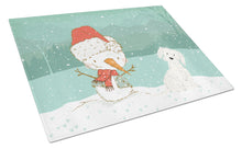 Load image into Gallery viewer, Maltese Snowman Christmas Glass Cutting Boards – Durable, Decorative Kitchen Art Large CK2094LCB