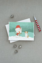 Load image into Gallery viewer, Brown and White Terrier Snowman Christmas Greeting Cards -  Blank Note Cards – 8-Pack of Artist-Designed Cards with Envelopes