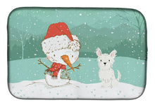 Load image into Gallery viewer, Westie Terrier Snowman Christmas Dish Drying Mat – Absorbent, Artistic Kitchen Essentials CK2097DDM
