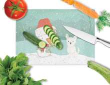 Load image into Gallery viewer, Westie Terrier Snowman Christmas Glass Cutting Boards – Durable, Decorative Kitchen Art Large CK2097LCB
