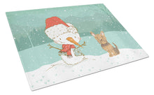 Load image into Gallery viewer, Yorkie Cropped Ears Snowman Christmas Glass Cutting Boards – Durable, Decorative Kitchen Art Large CK2098LCB