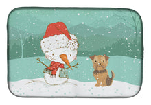 Load image into Gallery viewer, Yorkie Natural Ears Snowman Christmas Dish Drying Mat – Absorbent, Artistic Kitchen Essentials CK2099DDM