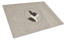 Load image into Gallery viewer, Boston Terrier In the Kitchen Glass Cutting Boards – Durable, Decorative Kitchen Art Large CK2172LCB