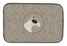 Load image into Gallery viewer, Black and White Bull Terrier In the Kitchen Dish Drying Mat – Absorbent, Artistic Kitchen Essentials CK2174DDM