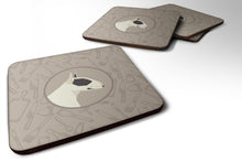 Load image into Gallery viewer, Black and White Bull Terrier In the Kitchen Foam Coaster  CK2174FC
