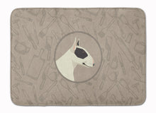 Load image into Gallery viewer, Black and White Bull Terrier In the Kitchen Machine Washable Memory Foam Mat CK2174RUG