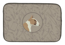 Load image into Gallery viewer, Fawn and White Bull Terrier In the Kitchen Dish Drying Mat – Absorbent, Artistic Kitchen Essentials CK2175DDM