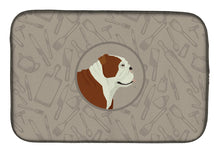 Load image into Gallery viewer, English Bulldog In the Kitchen Dish Drying Mat – Absorbent, Artistic Kitchen Essentials CK2183DDM