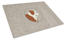 Load image into Gallery viewer, English Bulldog In the Kitchen Glass Cutting Boards – Durable, Decorative Kitchen Art Large CK2183LCB