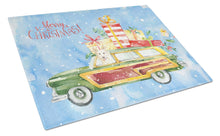Load image into Gallery viewer, Merry Christmas White Collie Glass Cutting Boards – Durable, Decorative Kitchen Art Large CK2429LCB